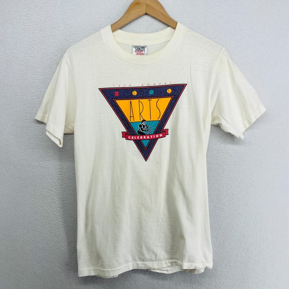 ONEITA Shirt Mens M 13TH Annual Sono Arts 1989 CZDC Single Stitch White USA VTG